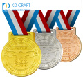 Unique design custom metal soft enamel gold silver copper plating marathon running medal for sports event